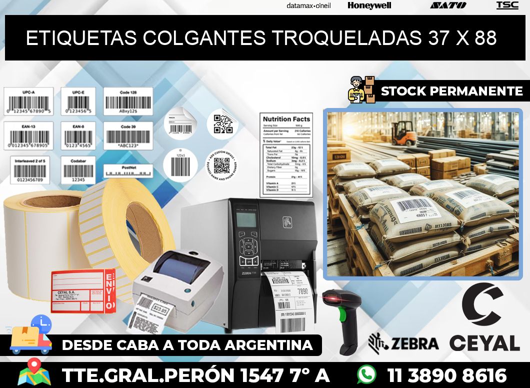 ETIQUETAS COLGANTES TROQUELADAS 37 x 88