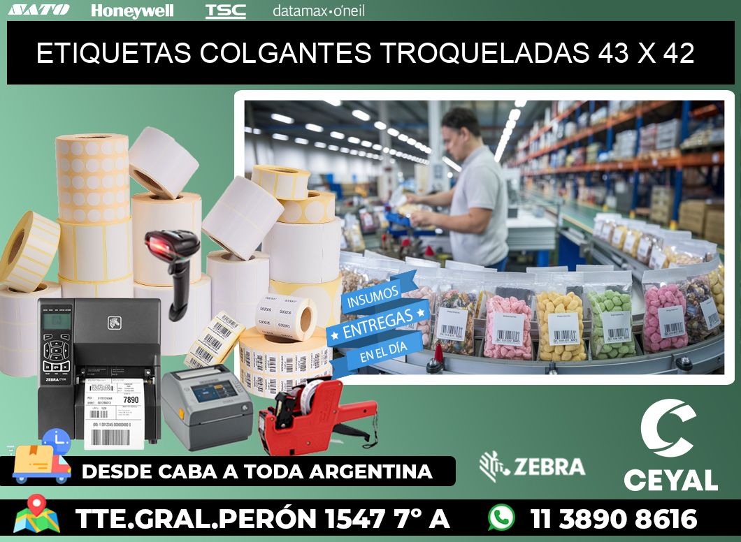 ETIQUETAS COLGANTES TROQUELADAS 43 x 42