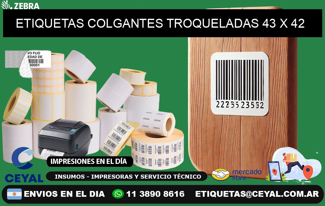 ETIQUETAS COLGANTES TROQUELADAS 43 x 42