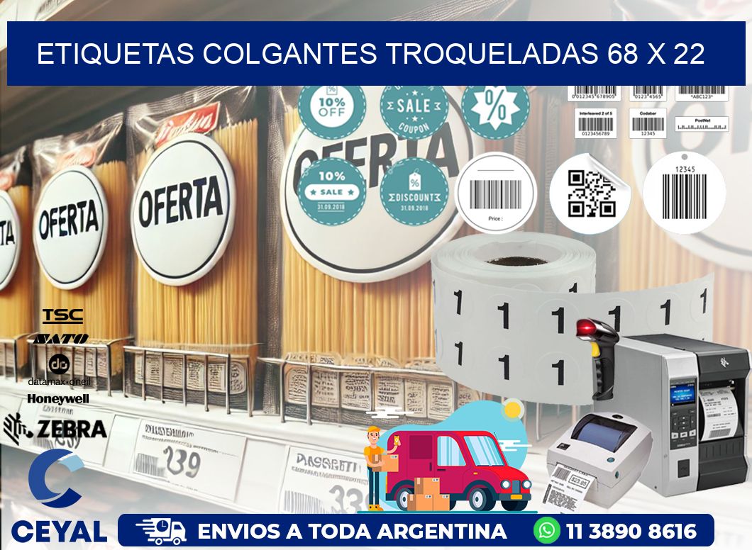 ETIQUETAS COLGANTES TROQUELADAS 68 x 22
