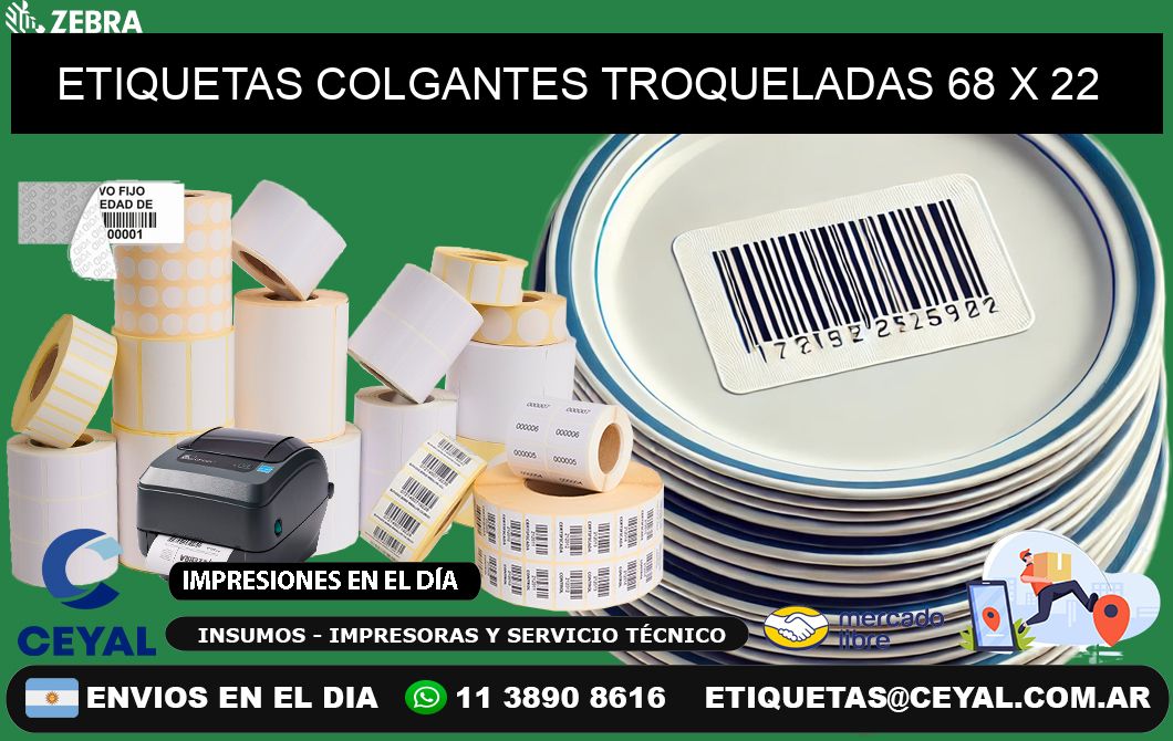 ETIQUETAS COLGANTES TROQUELADAS 68 x 22