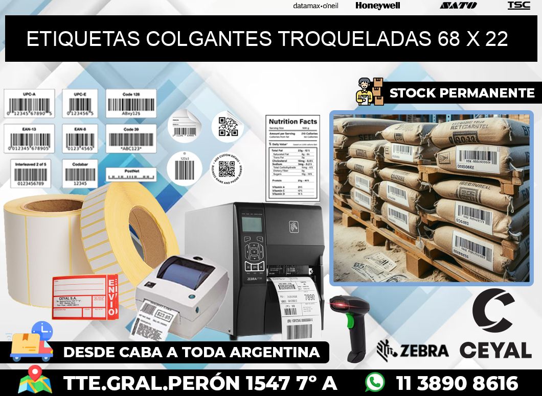 ETIQUETAS COLGANTES TROQUELADAS 68 x 22