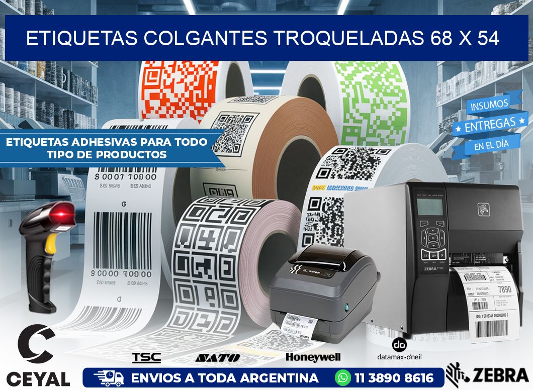 ETIQUETAS COLGANTES TROQUELADAS 68 x 54