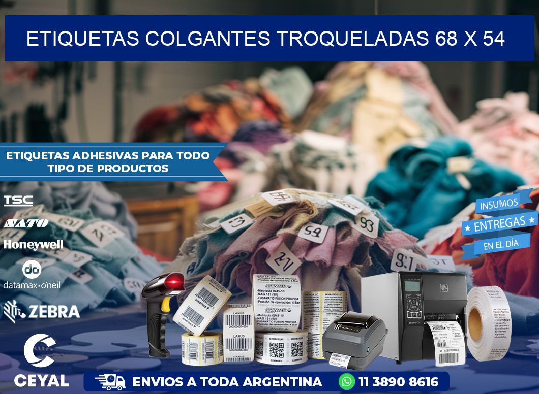 ETIQUETAS COLGANTES TROQUELADAS 68 x 54