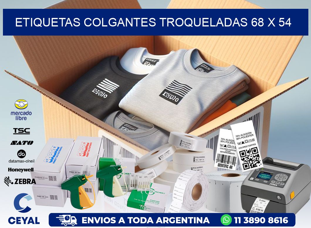 ETIQUETAS COLGANTES TROQUELADAS 68 x 54