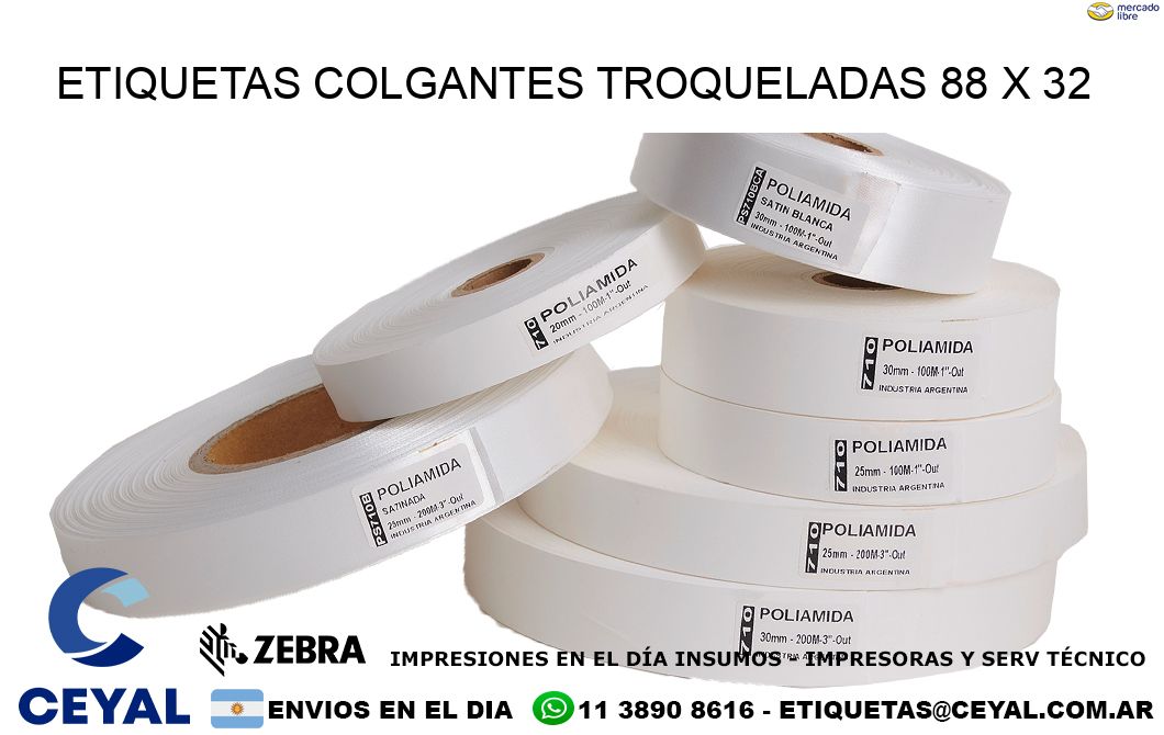 ETIQUETAS COLGANTES TROQUELADAS 88 x 32
