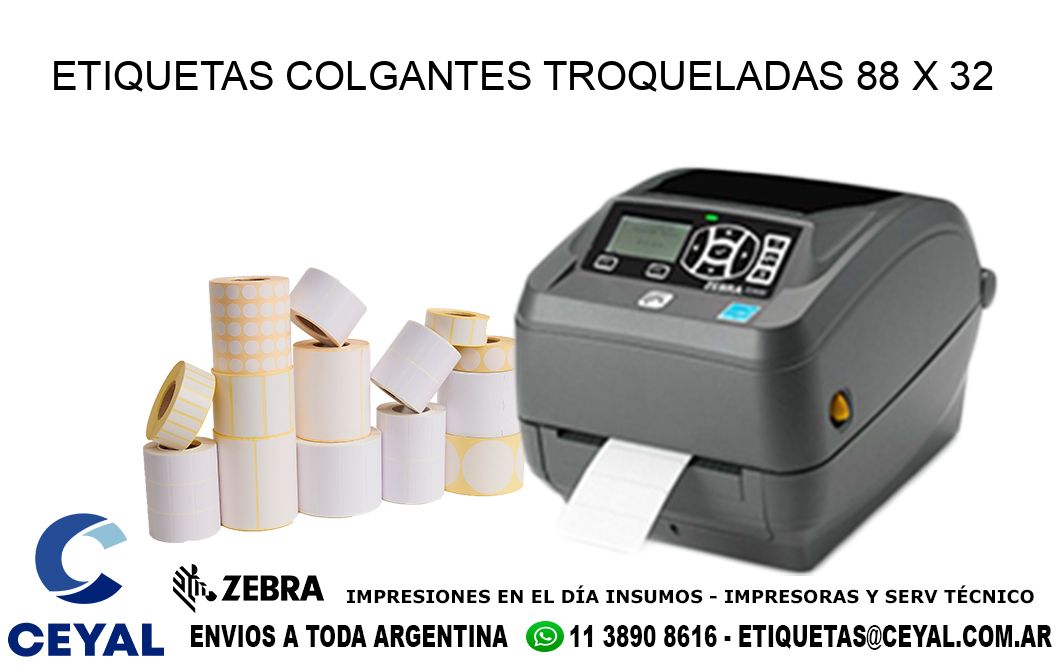 ETIQUETAS COLGANTES TROQUELADAS 88 x 32