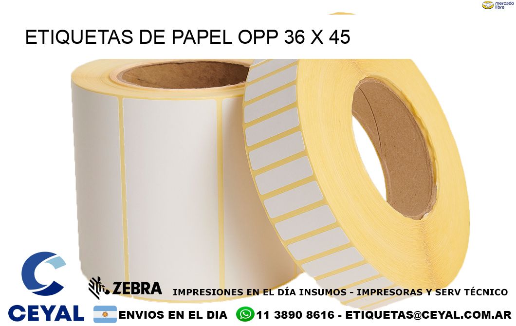 ETIQUETAS DE PAPEL OPP 36 x 45