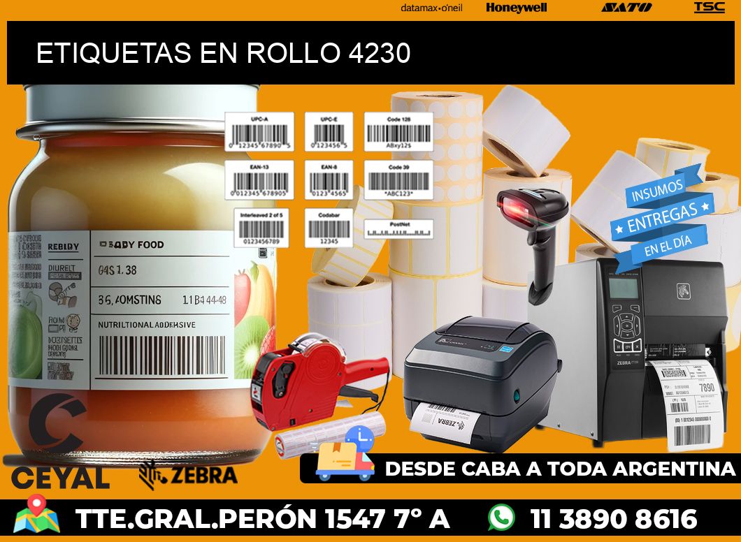 ETIQUETAS EN ROLLO 4230