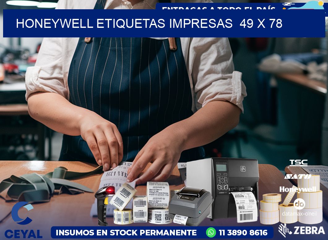 HONEYWELL ETIQUETAS IMPRESAS  49 x 78