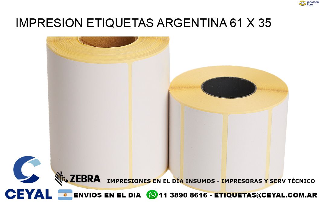 IMPRESION ETIQUETAS ARGENTINA 61 x 35