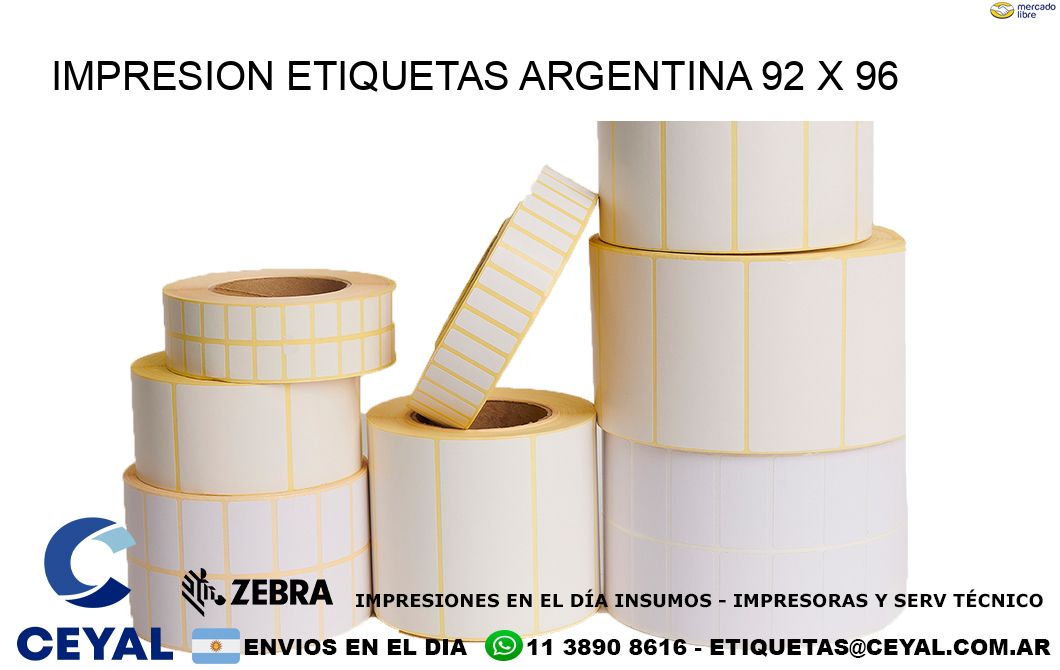 IMPRESION ETIQUETAS ARGENTINA 92 x 96