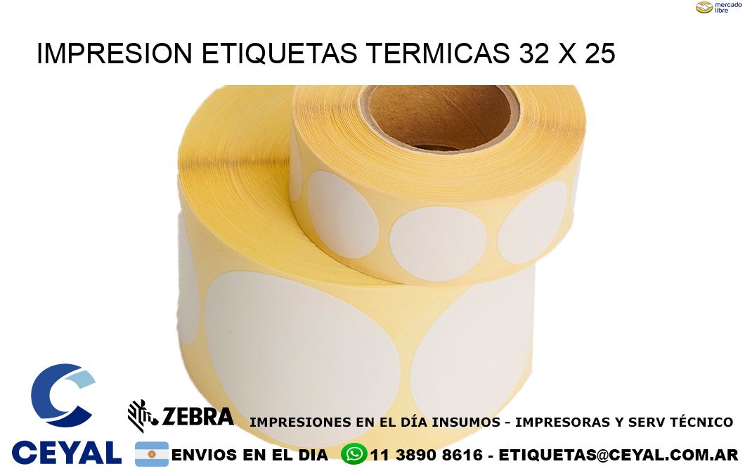 IMPRESION ETIQUETAS TERMICAS 32 x 25