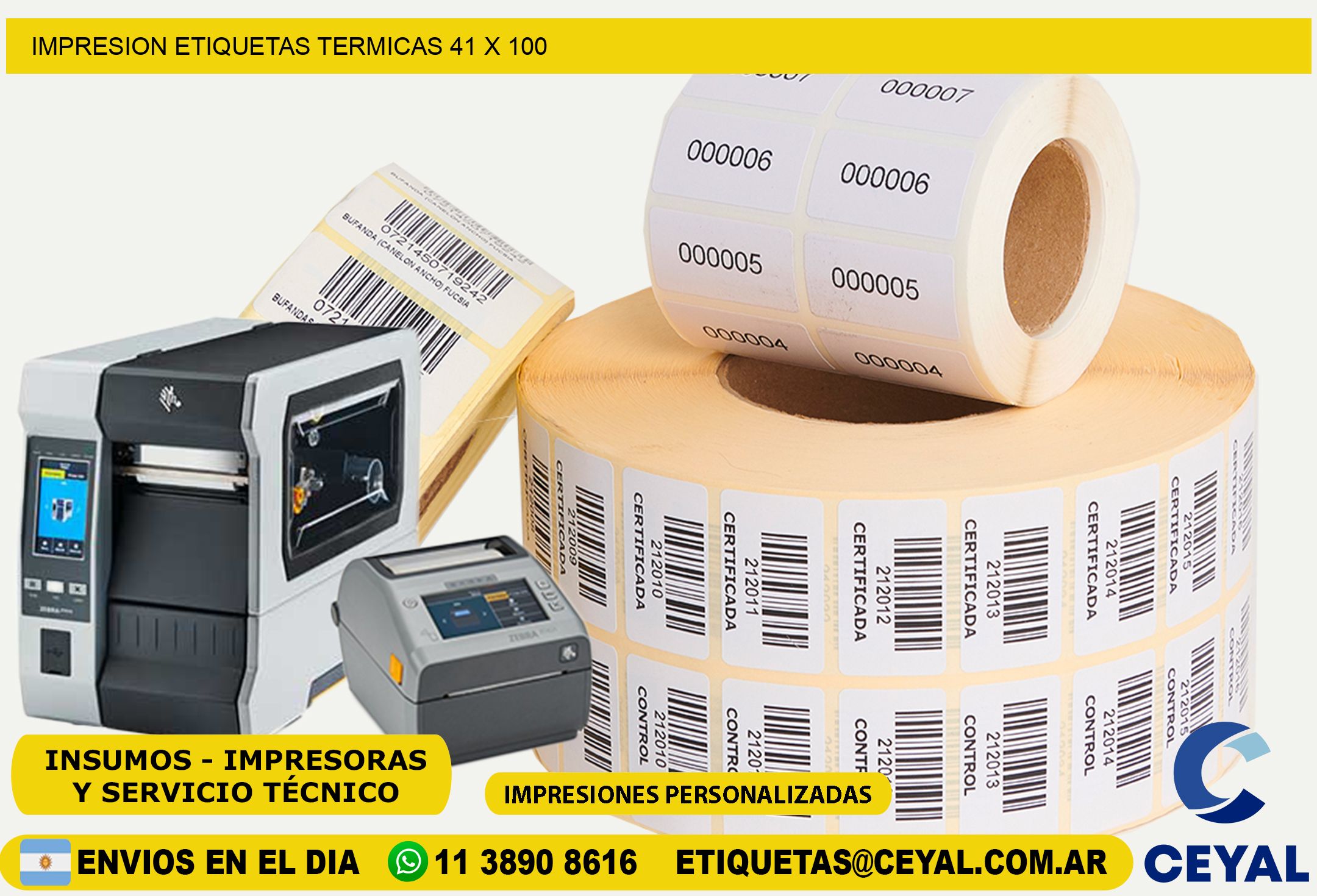 IMPRESION ETIQUETAS TERMICAS 41 x 100