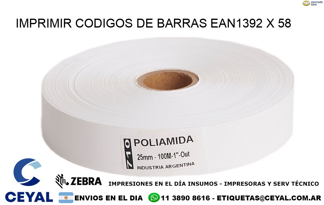 IMPRIMIR CODIGOS DE BARRAS EAN1392 x 58