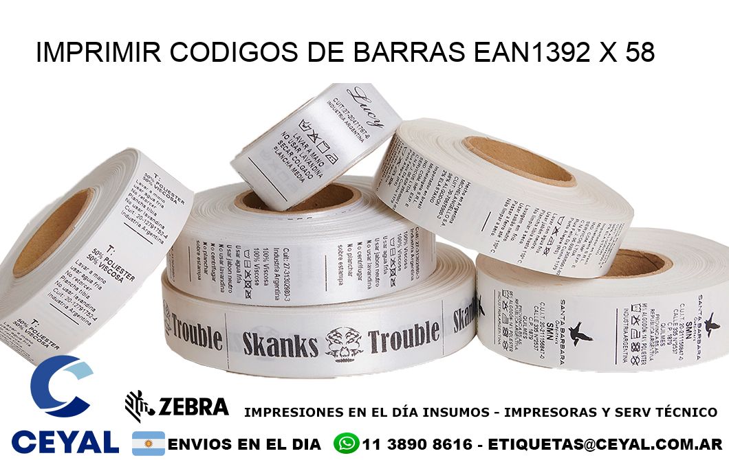 IMPRIMIR CODIGOS DE BARRAS EAN1392 x 58