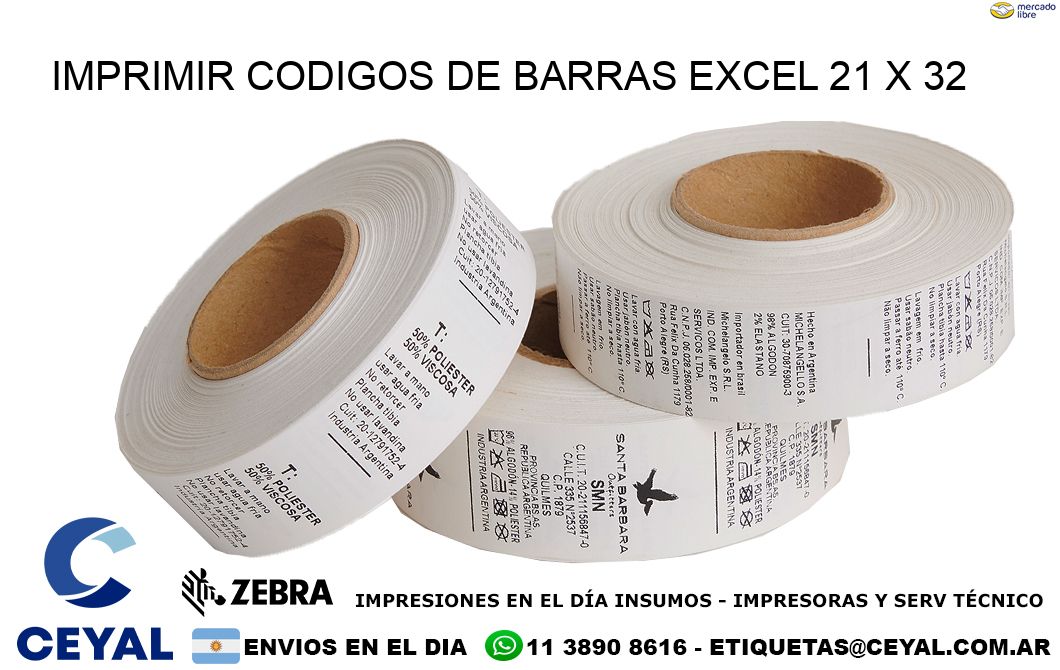 IMPRIMIR CODIGOS DE BARRAS EXCEL 21 x 32