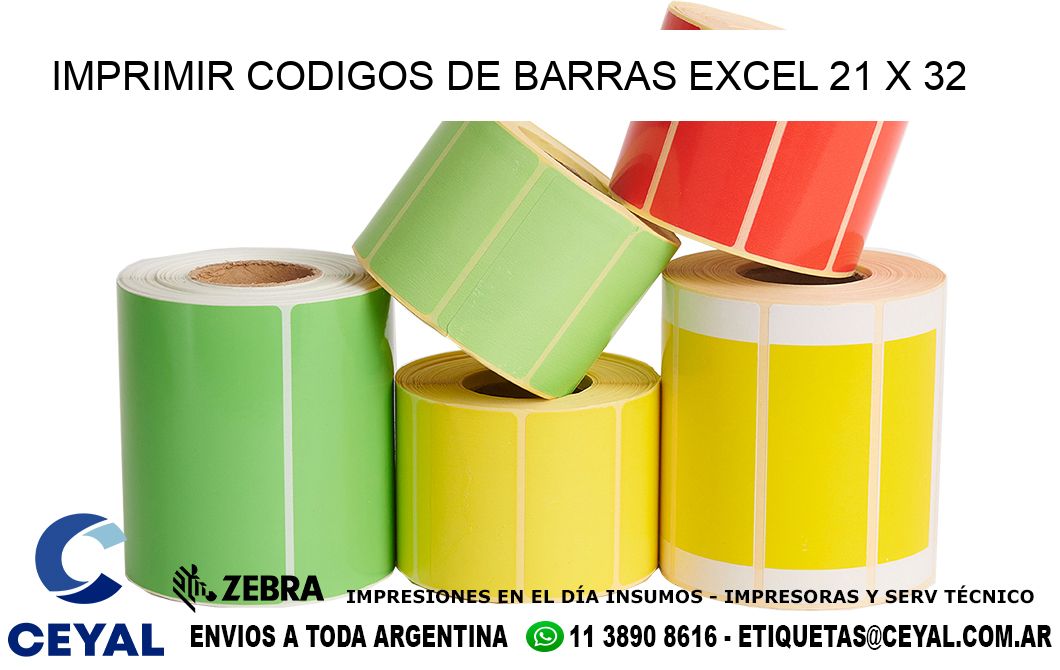 IMPRIMIR CODIGOS DE BARRAS EXCEL 21 x 32