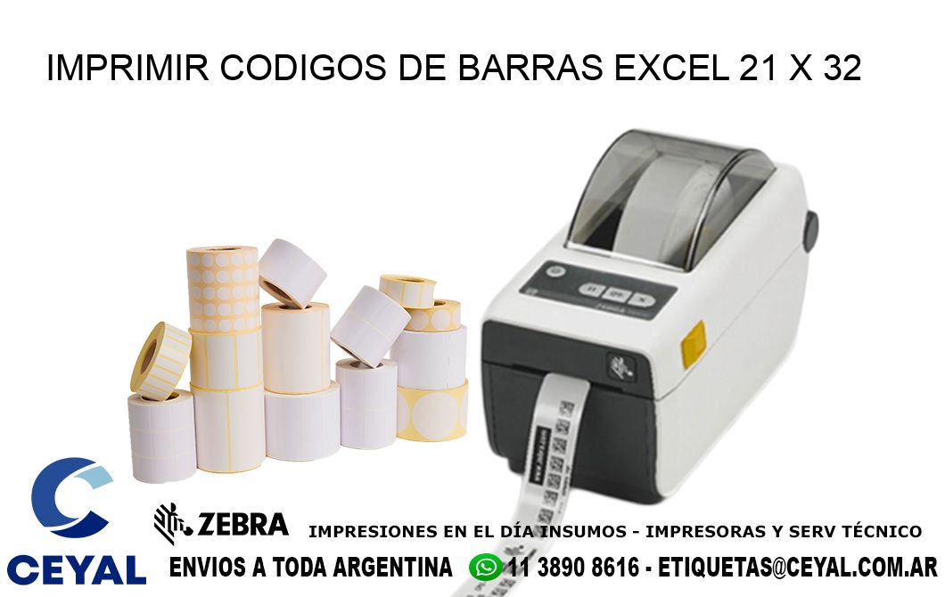 IMPRIMIR CODIGOS DE BARRAS EXCEL 21 x 32