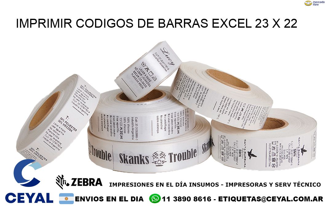 IMPRIMIR CODIGOS DE BARRAS EXCEL 23 x 22