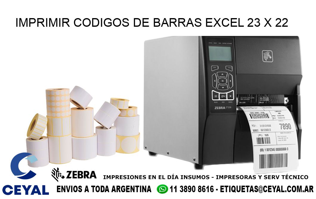 IMPRIMIR CODIGOS DE BARRAS EXCEL 23 x 22