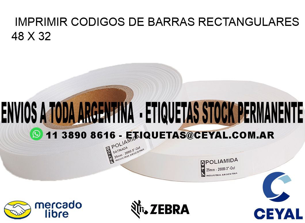 IMPRIMIR CODIGOS DE BARRAS RECTANGULARES 48 x 32