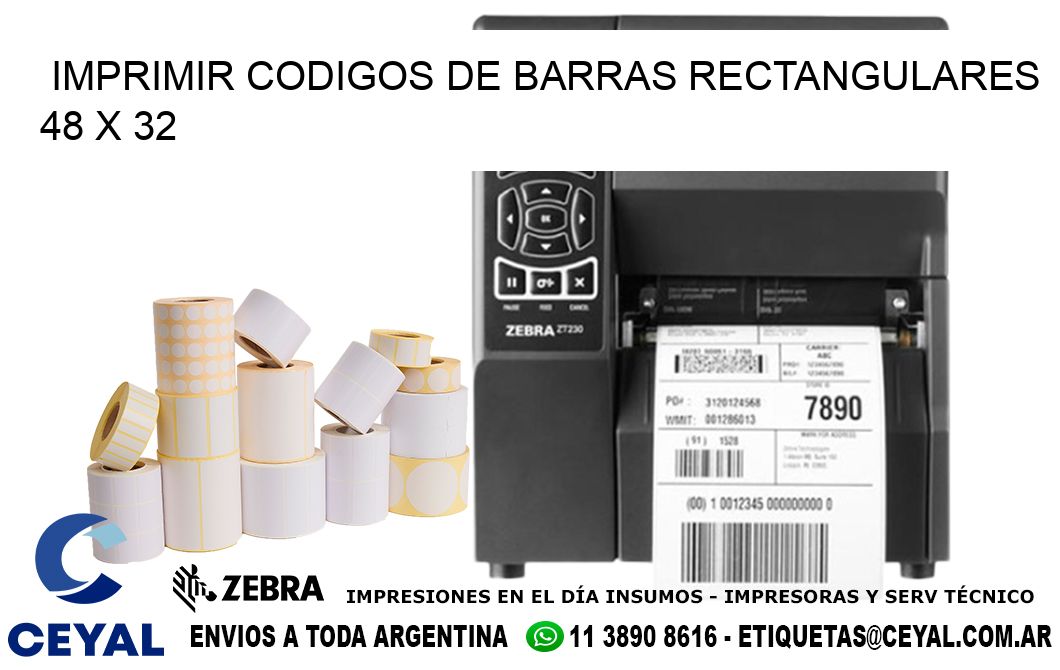 IMPRIMIR CODIGOS DE BARRAS RECTANGULARES 48 x 32