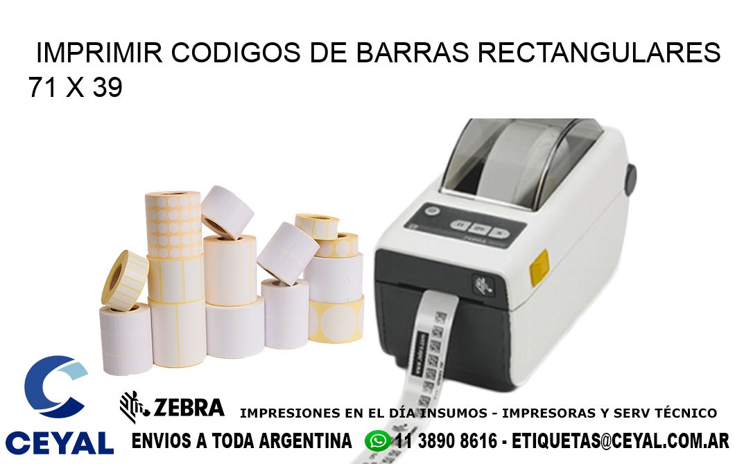 IMPRIMIR CODIGOS DE BARRAS RECTANGULARES 71 x 39