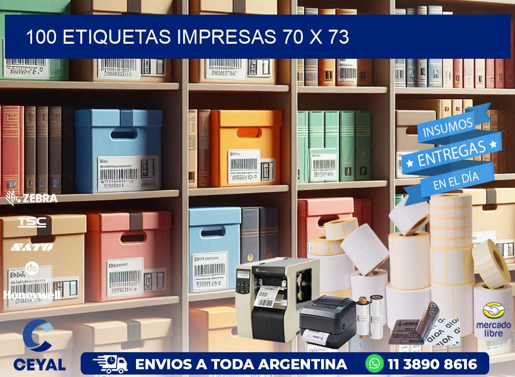 100 ETIQUETAS IMPRESAS 70 x 73