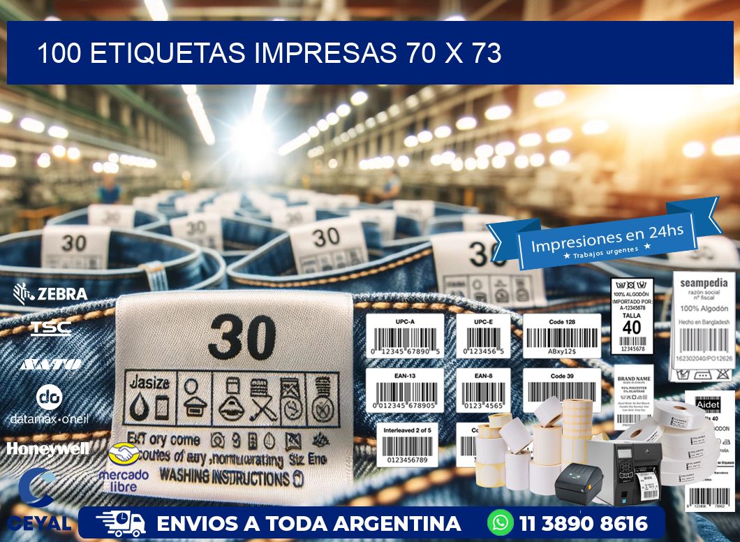 100 ETIQUETAS IMPRESAS 70 x 73