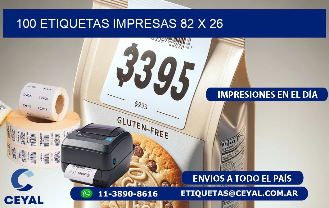 100 ETIQUETAS IMPRESAS 82 x 26