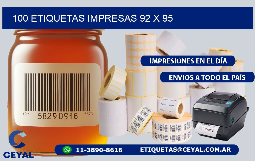 100 ETIQUETAS IMPRESAS 92 x 95