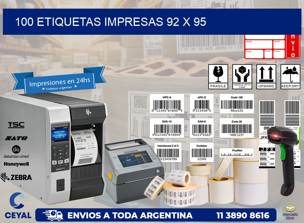 100 ETIQUETAS IMPRESAS 92 x 95