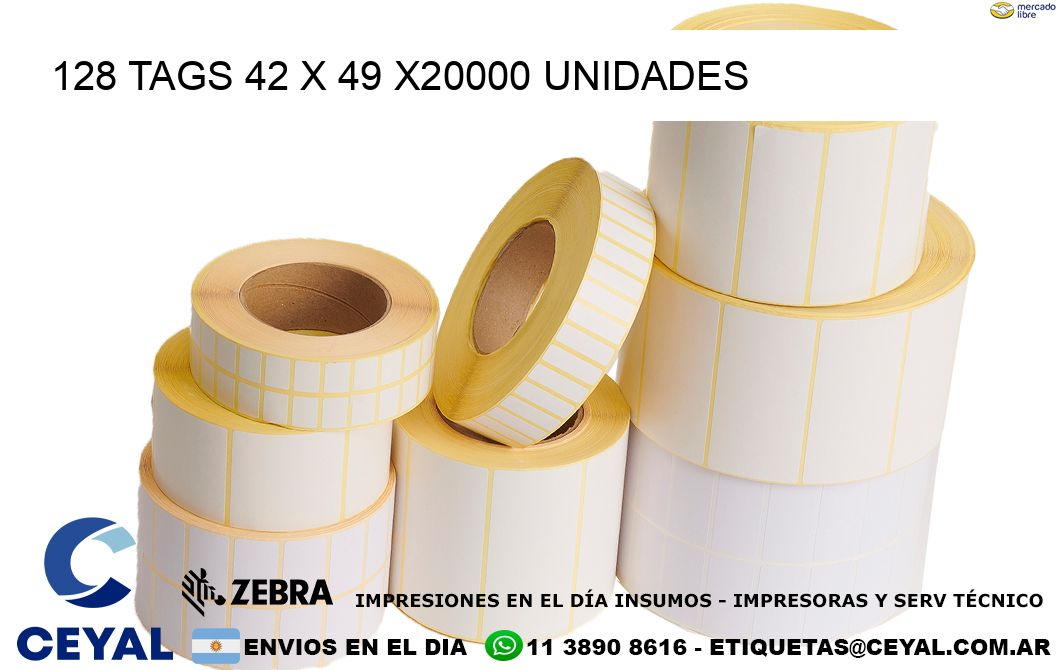 128 TAGS 42 x 49 X20000 UNIDADES