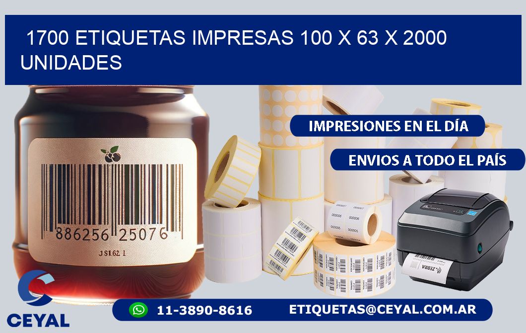 1700 ETIQUETAS IMPRESAS 100 x 63 X 2000 UNIDADES