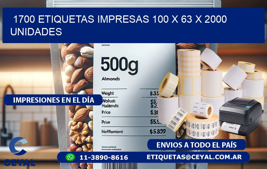 1700 ETIQUETAS IMPRESAS 100 x 63 X 2000 UNIDADES