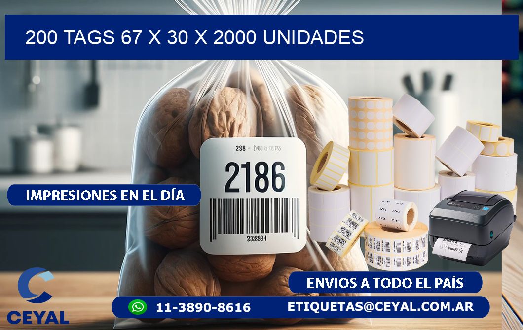 200 TAGS 67 x 30 X 2000 UNIDADES