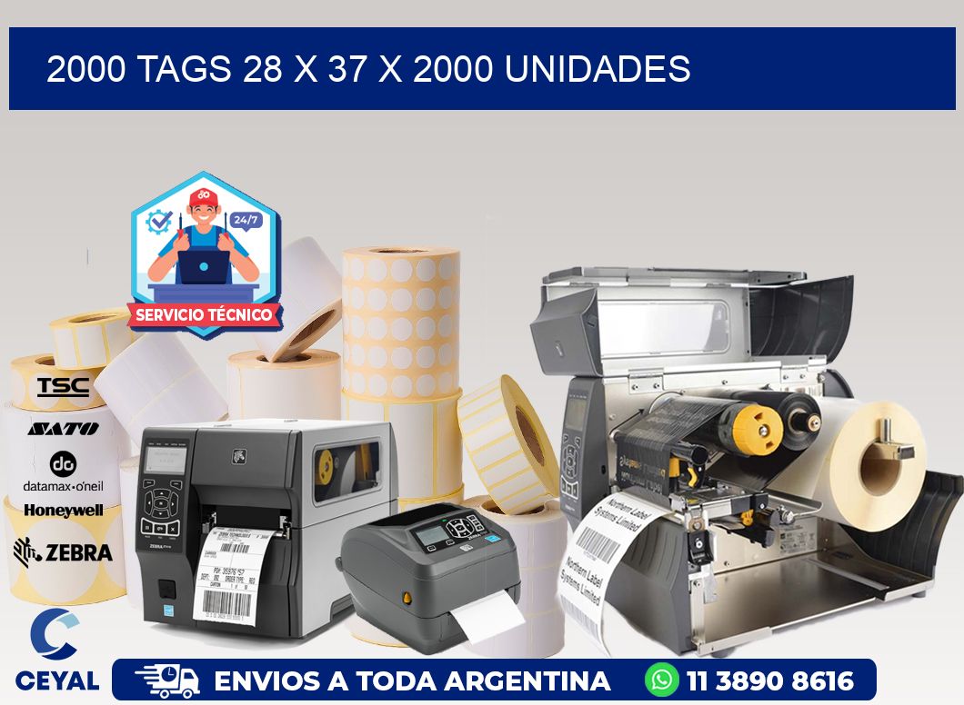 2000 TAGS 28 x 37 X 2000 UNIDADES