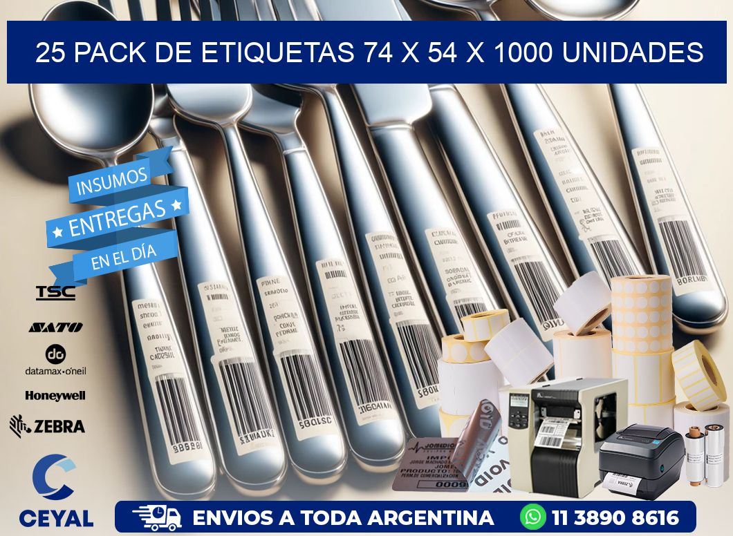 25 PACK DE ETIQUETAS 74 x 54 X 1000 UNIDADES