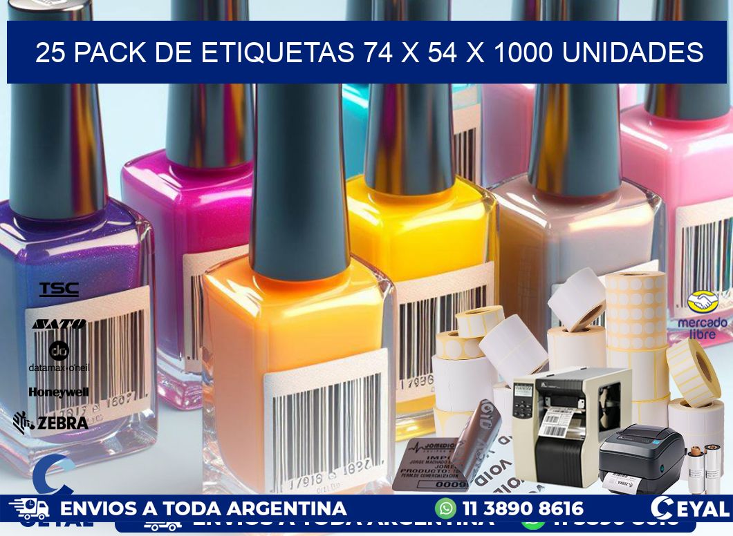 25 PACK DE ETIQUETAS 74 x 54 X 1000 UNIDADES