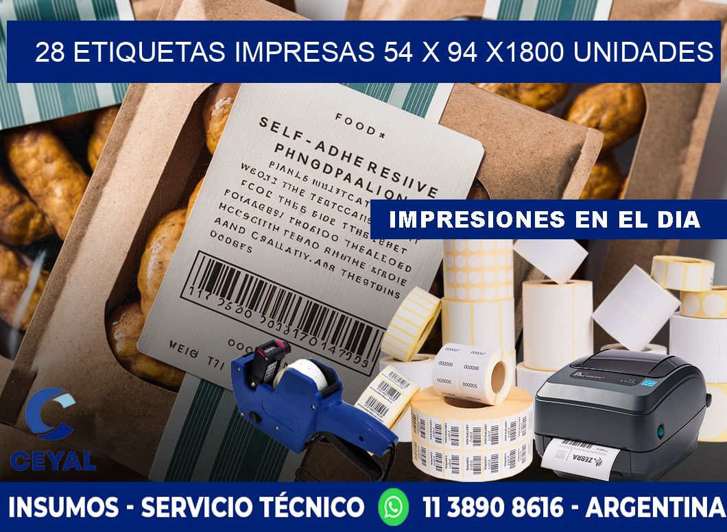 28 ETIQUETAS IMPRESAS 54 x 94 X1800 UNIDADES