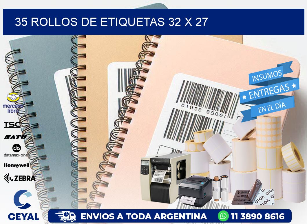 35 ROLLOS DE ETIQUETAS 32 x 27