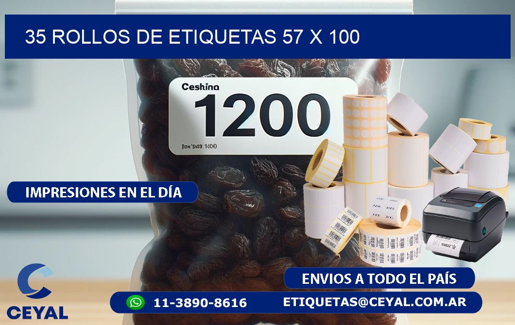35 ROLLOS DE ETIQUETAS 57 x 100