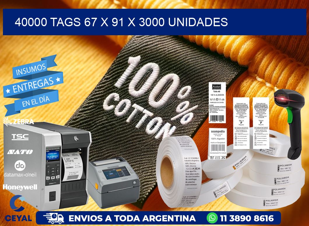 40000 TAGS 67 x 91 X 3000 UNIDADES