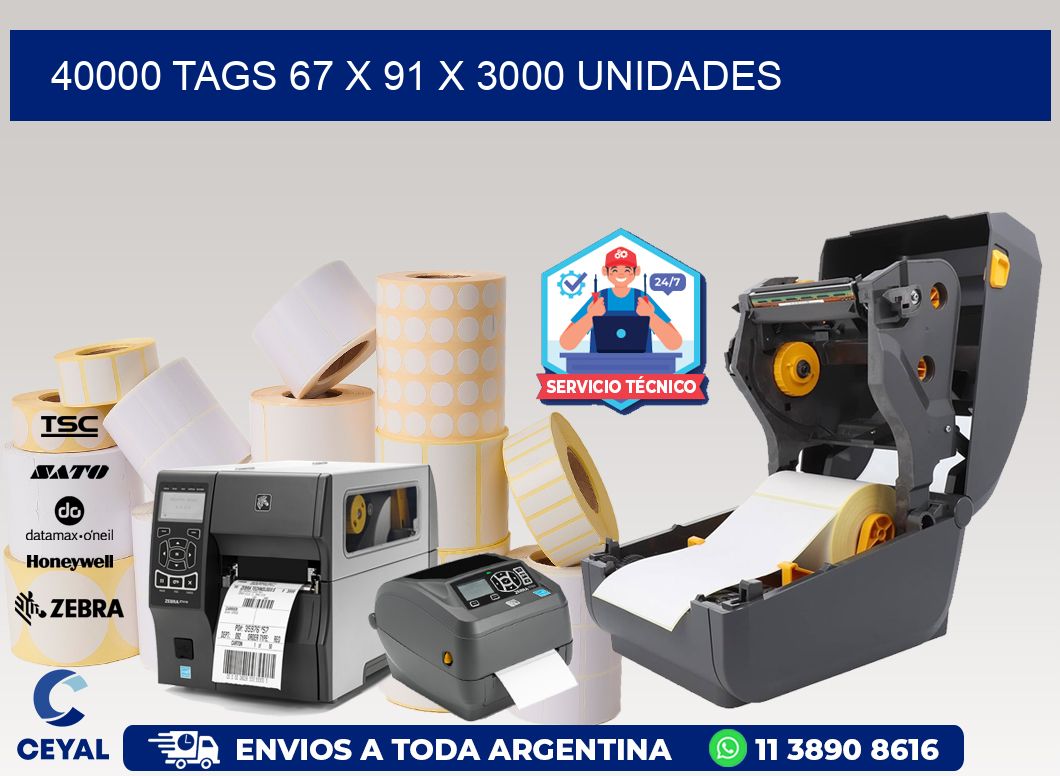 40000 TAGS 67 x 91 X 3000 UNIDADES