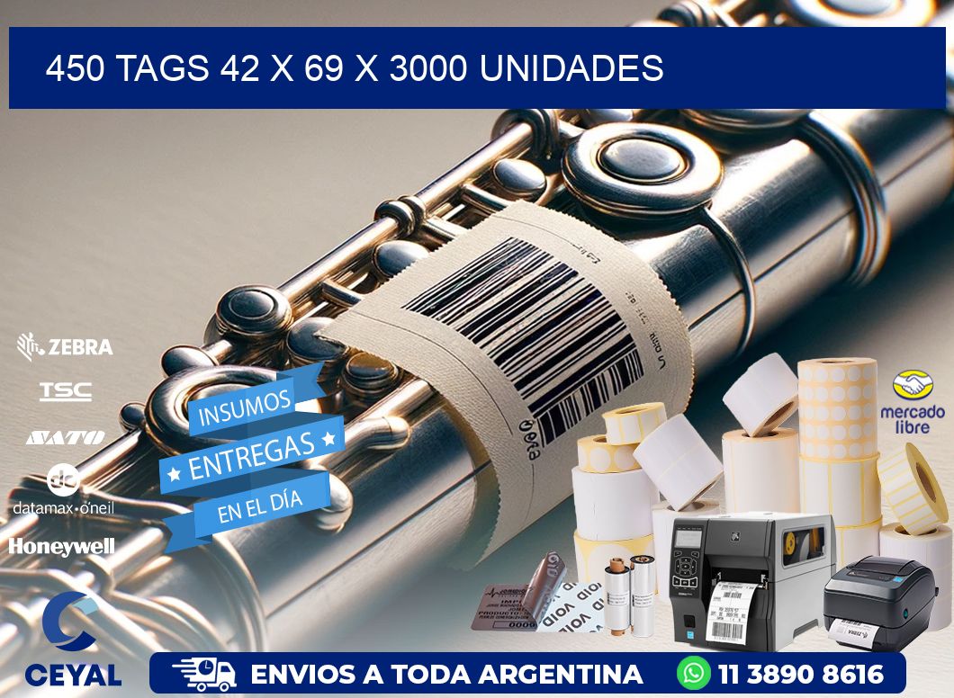 450 TAGS 42 x 69 X 3000 UNIDADES