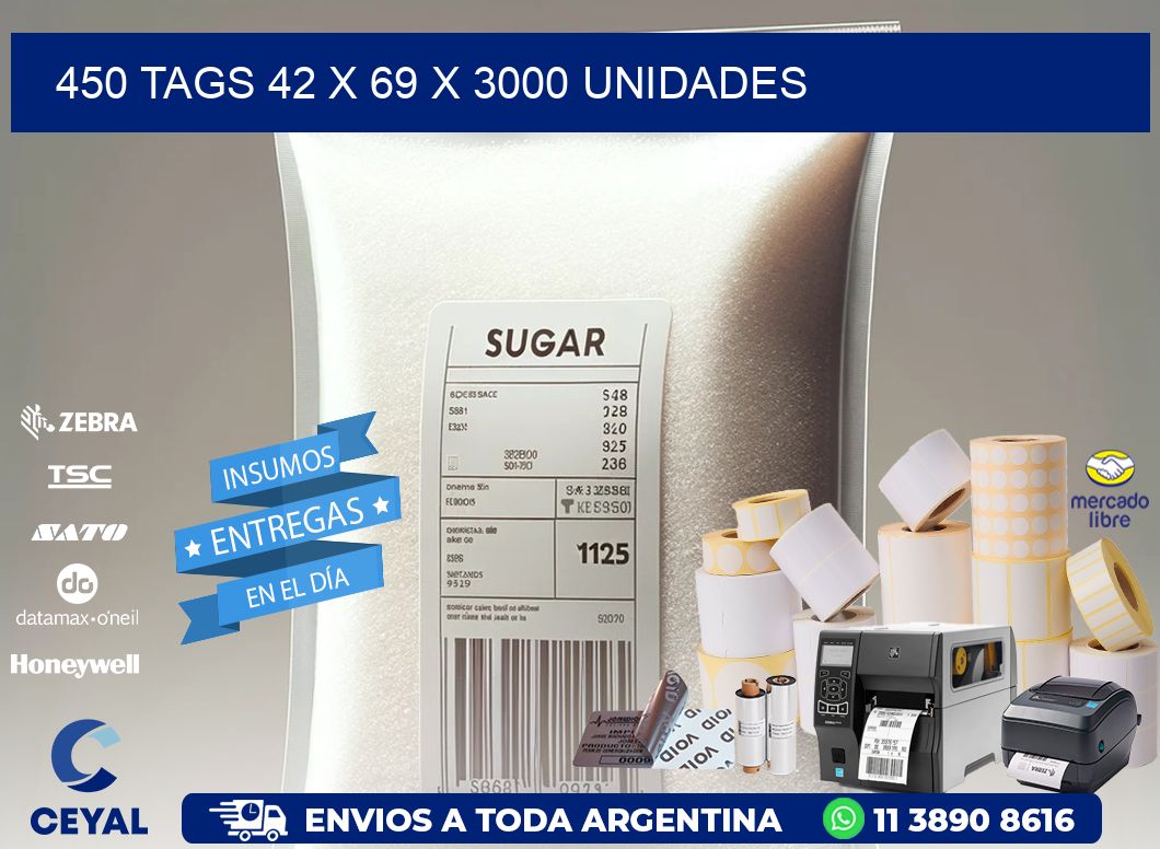 450 TAGS 42 x 69 X 3000 UNIDADES