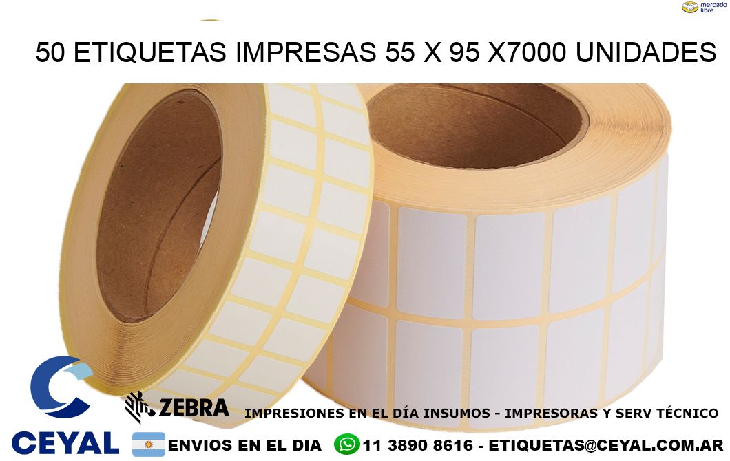 50 ETIQUETAS IMPRESAS 55 x 95 X7000 UNIDADES