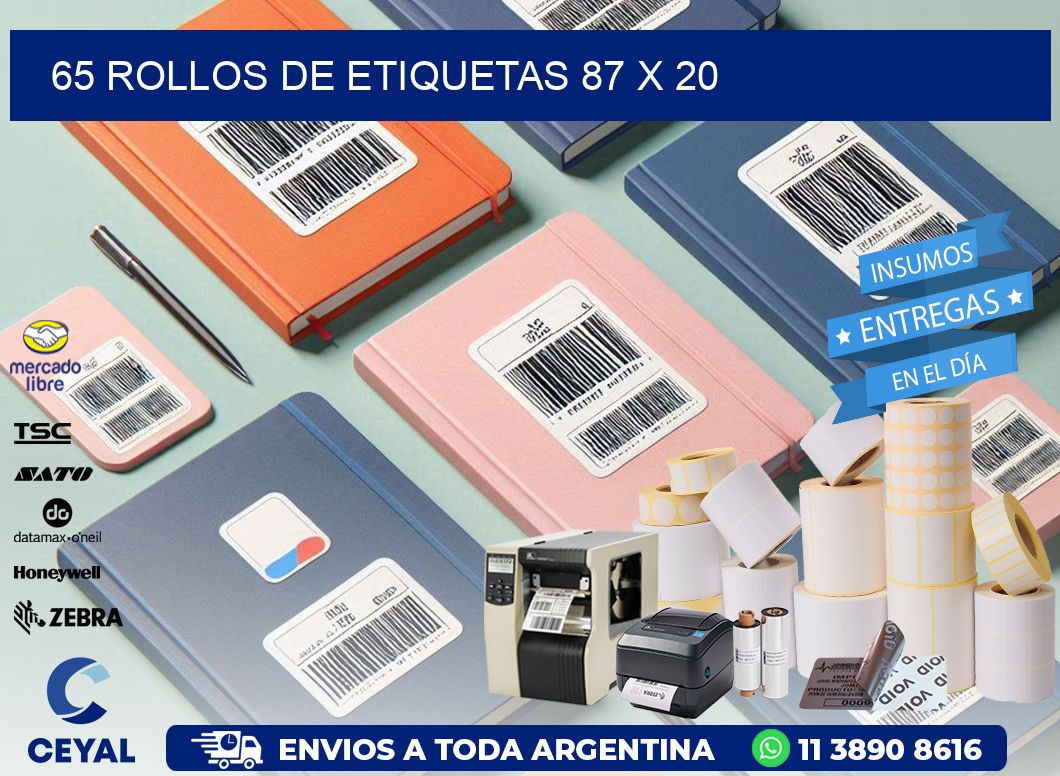 65 ROLLOS DE ETIQUETAS 87 x 20