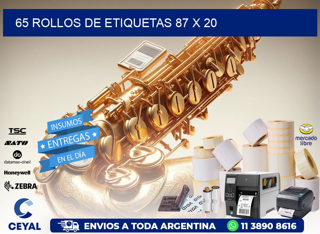 65 ROLLOS DE ETIQUETAS 87 x 20